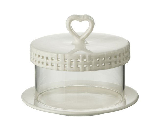 Bílý keramický servírovací podnos s poklopem Hella White