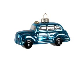 Vánoční skleněná ozdoba modré auto - 9*4*5 cm