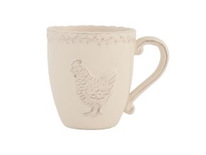 Béžový keramický hrnek s dekorem slepičky Chicken Rustic - 13*9*10 cm
