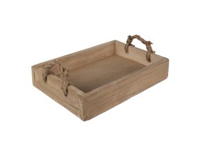 Přírodně hnědý dekorativní dřevěný tác s uchy
