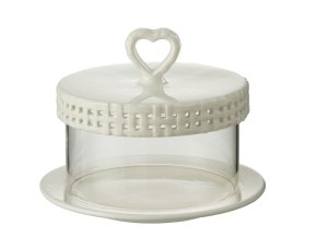 Bílý keramický servírovací podnos s poklopem Hella White