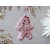 Růžová vánoční ozdoba perníček Gingerbread Candy - 8*3*10 cm