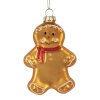 Vánoční skleněná závěsná ozdoba perníček - 6*2*10 cm