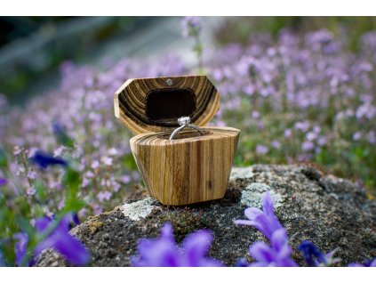 Drevená krabička na snubný prsteň - Agát - Geometric