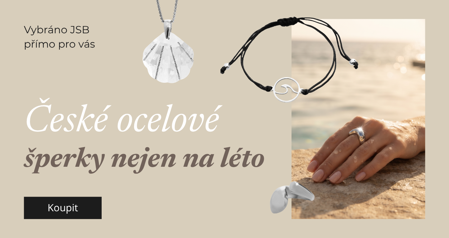 České ocelové šperky JSB Bijoux na léto – náhrdelník, náramek a prsten z chirurgické oceli