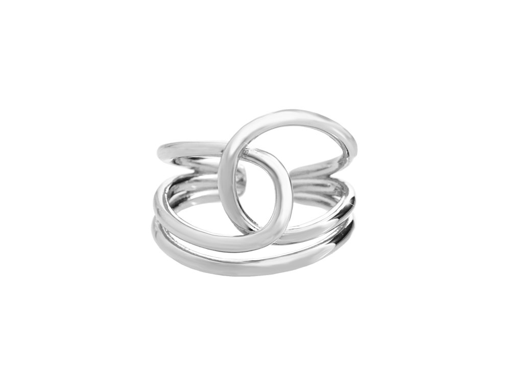 Stribrny prsten dva oblouky propletene s krouzkem bez krystalu (Stribro 925/1000)