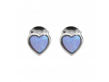 Stribrne nausnice puzety maly srdcovy modry opal bez krystalu (Stribro 925/1000)