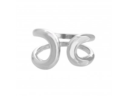 Stribrny prsten dva oblouky proti sobe bez krystalu (Stribro 925/1000)