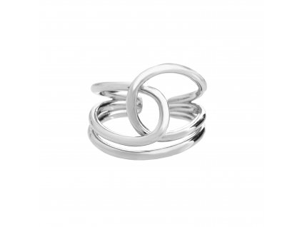 Stribrny prsten dva oblouky propletene s krouzkem bez krystalu (Stribro 925/1000)