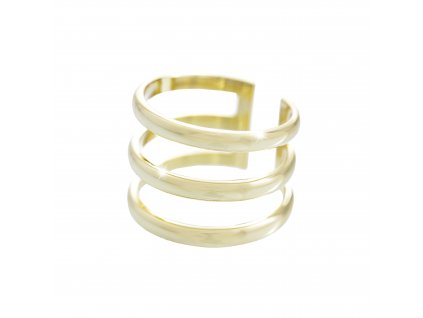 Pozlaceny stribrny prsten tri kruhy v jednom bez krystalu (Stribro 925/1000)