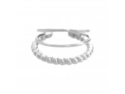 Stribrny prsten tri kruhy v jednom krouceny bez krystalu (Stribro 925/1000)