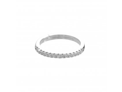 Stribrny prsten jedna rada drobnych Kubickych zirkonu Crystal  (Stribro 925/1000)