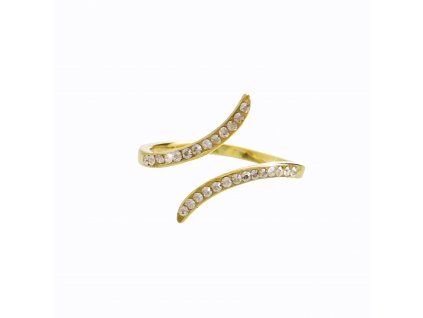 Pozlaceny stribrny prsten dve krivky s krystaly Swarovski Golden Shadow (Stribro 925/1000)