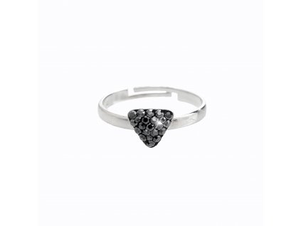 Stribrny prsten trojuhelnicek s krystaly Swarovski Hematit (Stribro 925/1000)