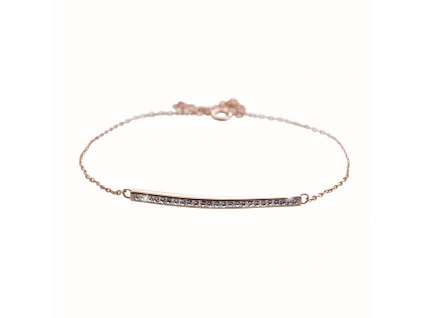 Ruzove zlaty stribrny naramek s pruhem krystalu Swarovski Crystal (Stribro 925/1000)