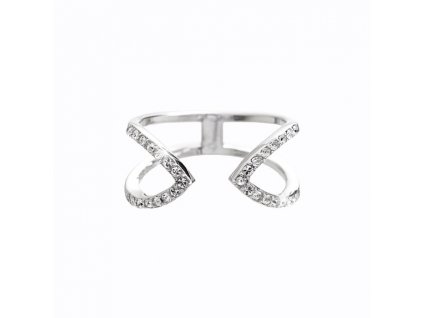 Stribrny prsten dve spicky osazeny krystaly Swarovski Crystal (Stribro 925/1000)