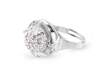 Stribrny prsten s kruhovym krystalem a zdobenym stredem krystaly Swarovski Crystal (Stribro 925/1000)