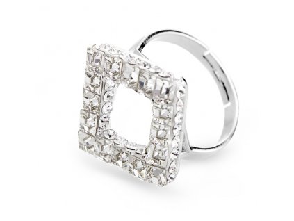 Stribrny elegantni prsten ctverec z ctvercovych krystalu Swarovski Crystal (Stribro 925/1000)