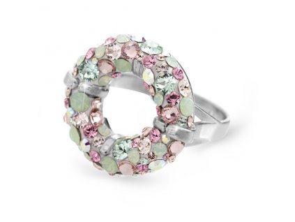 Stribrny napadity prsten kruh s krystaly Swarovski Multi (Stribro 925/1000)