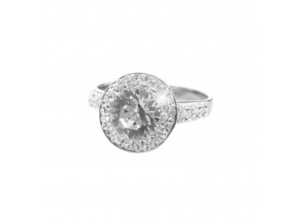 Stribrny prsten s kulatym luzkem a krystaly Swarovski po obvodu satonu Crystal (Stribro 925/1000)