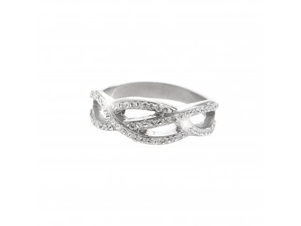 Stribrny prsten nekolik propletenych vlnek s krystaly Swarovski Crystal (Stribro 925/1000)