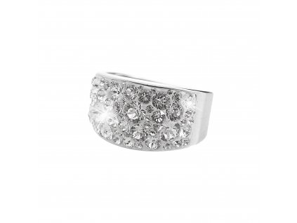 Stribrny prsten s podlouhlym sirokym luzkem a krystaly Swarovski Crystal (Stribro 925/1000)