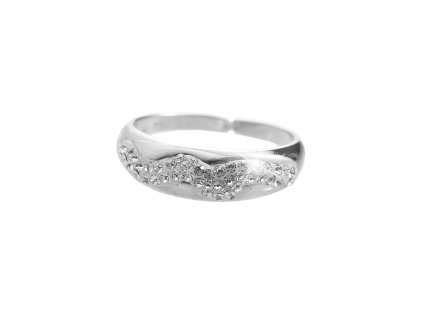 Stribrny prsten s podlouhlym klikatym luzkem a krystaly Swarovski Crystal (Stribro 925/1000)