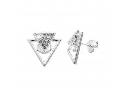 Stribrne nausnice puzety dva trojuhelniky a krystaly Swarovski Crystal (Stribro 925/1000)
