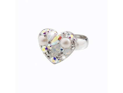 Stribrny prsten srdce s krystaly Swarovski White (Stribro 925/1000)