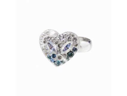 Stribrny prsten srdce s krystaly Swarovski Ice (Stribro 925/1000)