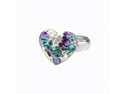 Stribrny prsten srdce s krystaly Swarovski Purple (Stribro 925/1000)