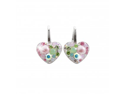 Stribrne nausnice klapky srdce a krystaly Swarovski Multi maly (Stribro 925/1000)