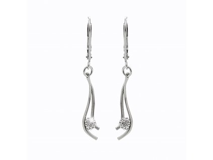 Stribrne nausnice klapky s priveskem dvou vlnek svirajicich kulicku s krystaly Swarovski Crystal (Stribro 925/1000)