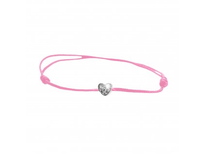 Snurkovy naramek se stribrnym priveskem srdce a krystaly Swarovski Crystal pink (Stribro 925/1000)