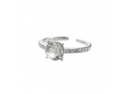 Stribrny prsten zdobeny satonem a jednou radou krystalu Swarovski Crystal (Stribro 925/1000)