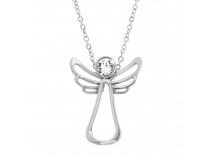 Ocelový náhrdelník anděl s krystalem Swarovski Crystal usazeným v hlavě