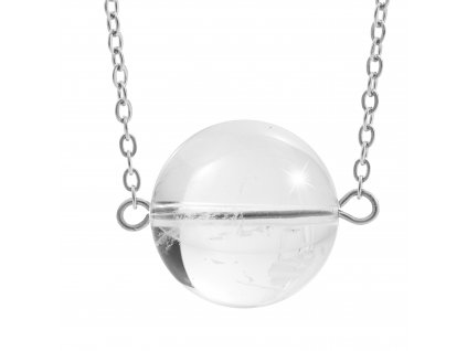 Ocelový náhrdelník s minerální kuličkou Křišťál