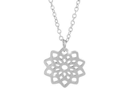 Ocelový náhrdelník prořezávaný květ bez krystalů