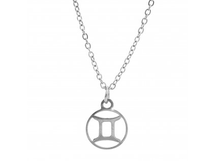 Ocelový náhrdelník prořezávané znamení zvěrokruhu Blíženci bez krystalů