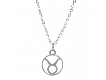 Ocelový náhrdelník prořezávané znamení zvěrokruhu Býk bez krystalů