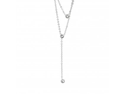 Ocelový náhrdelník dva řetízky a tři krystaly Swarovski Crystal