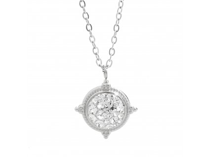 Ocelový náhrdelník medailonek kulatý s krystaly Swarovski Crystal