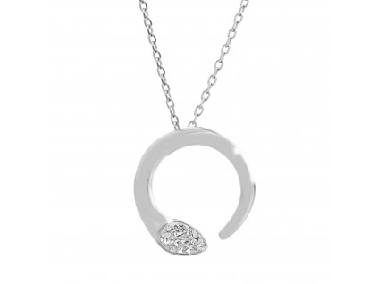 Ocelový náhrdelník otevřený kruh s kapkou a s krystaly Swarovski Crystal