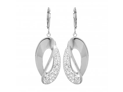 Ocelové náušnice klapky překroucený ovál s krystaly Swarovski Crystal