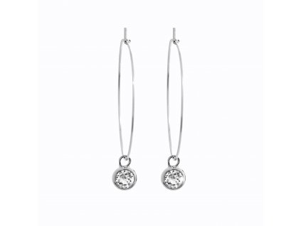 Ocelove nausnice provlekaci s jednim krystalem Swarovski Crystal na velkem kruhu