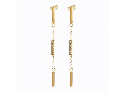 Zlate ocelove nausnice puzety prerusovany retizek s krystaly Swarovski Golden Shadow 