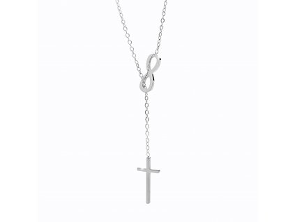 Ocelovy nahrdelnik nekonecno skrze ktere prochazi retizek s krizem bez krystalu