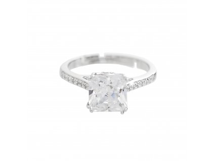 Stribrny prsten velky ctvercovy Kubicky zirkon Crystal  (Stribro 925/1000)