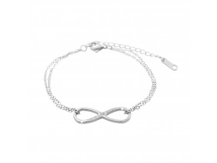 Ocelovy naramek velke nekonecno na dvojitem retizku s krystaly Swarovski Crystal- a