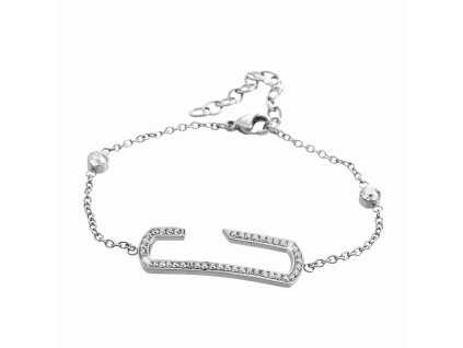 Ocelový náramek ve tvaru písmene c s krystaly Swarovski Crystal
